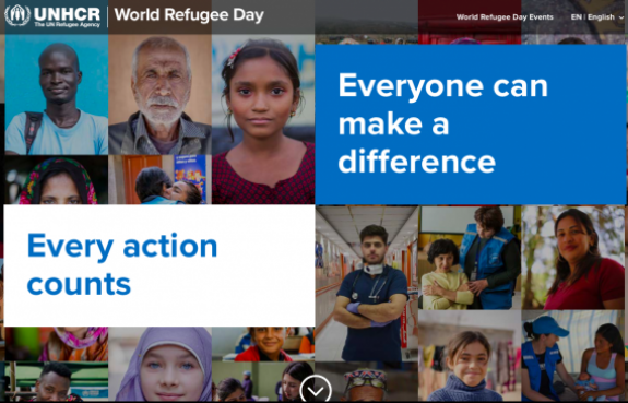 Screenshot, UNHCR website for World Refugee Day - https://www.unhcr.org/refugeeday/